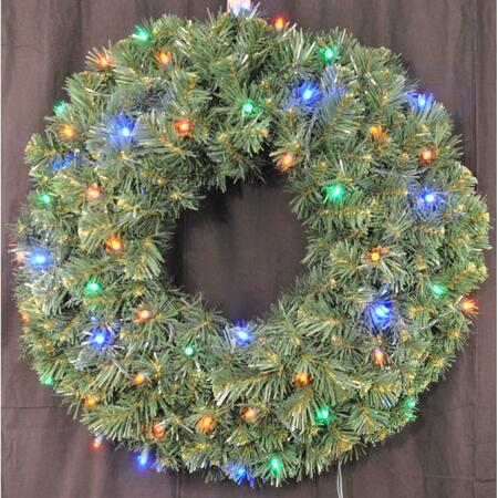 QUEENS OF CHRISTMAS 2 ft. Pre-Lit LED Sequoia Pine Christmas Wreath, Multi Color GWSQ-02-L4M-BAT